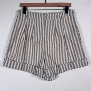 Mittoshop Women's Stripe Shorts Coastal Preppy Summer sz Large Gray NWT